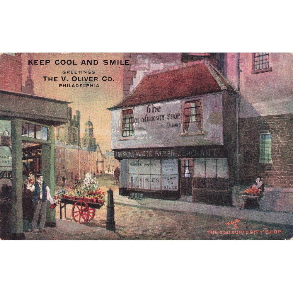 Old Curiosity Shop Charles Dickens Tuck Oilette Postcard Philadelphia PA 1912